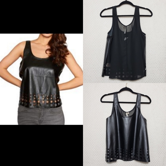 Faux Leather Cutout Tank * Sheer Back* NWT* Multiple Sizes* - Picture 1 of 8